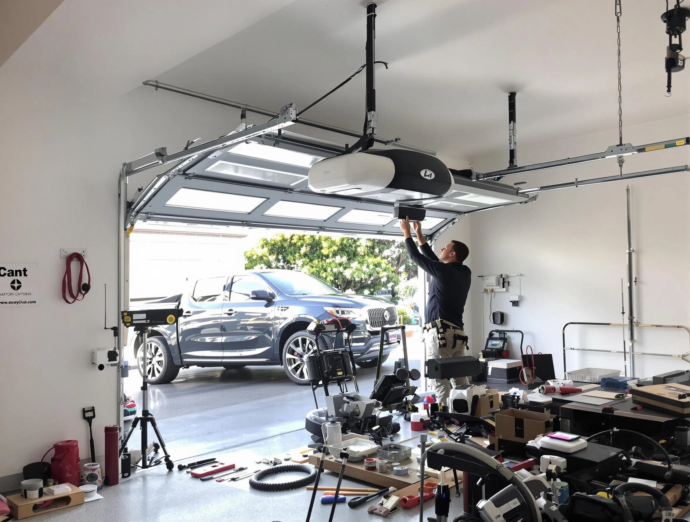 Wheat Ridge Garage Door Repair specialist installing smart garage door opener system in Wheat Ridge home