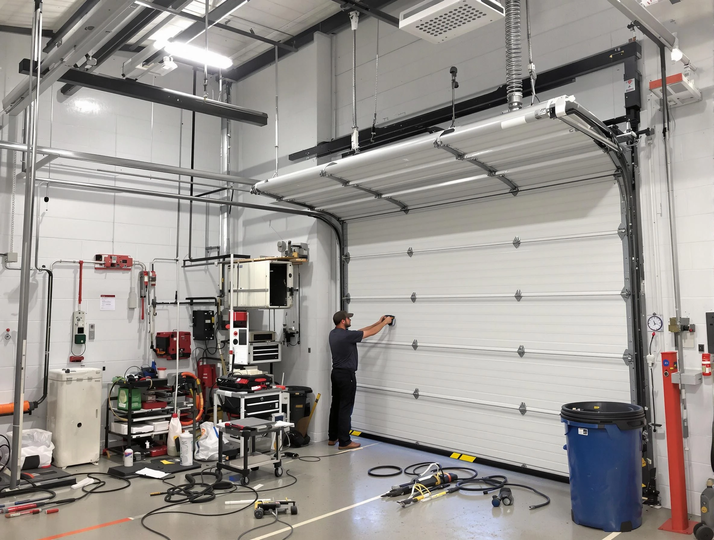 Wheat Ridge Garage Door Repair certified technician performing commercial door repair at a Wheat Ridge business facility