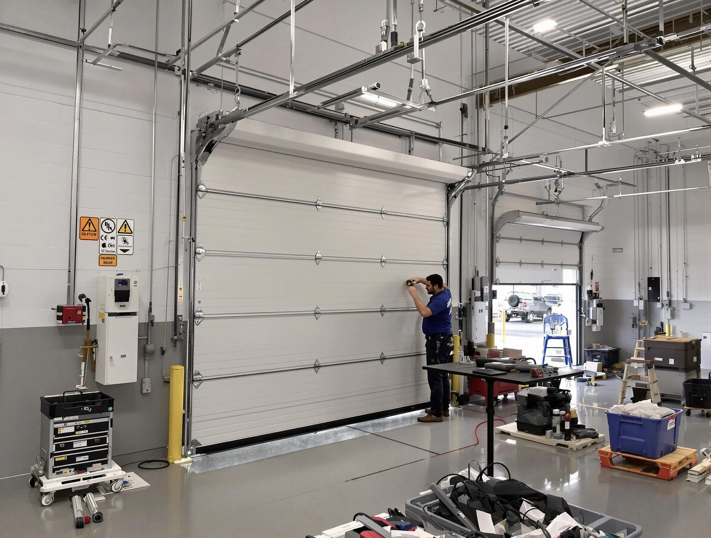 Commercial garage door repair being performed by Wheat Ridge Garage Door Repair expert in Wheat Ridge